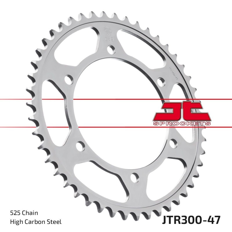 Couronne JT SPROCKETS JTR300 ZBK 47 dents - pas de 525 acier carbone C49 Couronne JT SPROCKETS JTR300 ZBK 47 dents - pas de 525 acier carbone C49