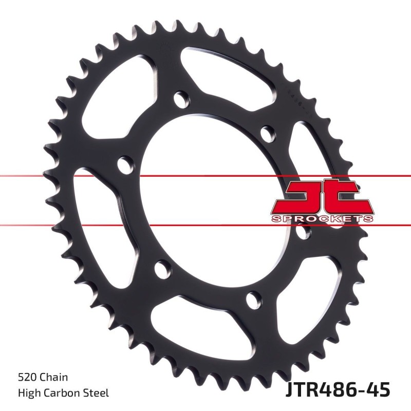 Couronne JT SPROCKETS JTR486 ZBK 45 dents - pas de 520 acier carbone C49 Noir Couronne JT SPROCKETS JTR486 ZBK 45 dents - pas de 520 acier carbone C49 Noir
