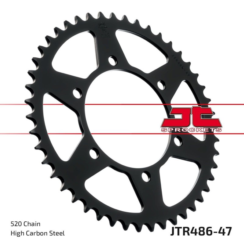 Couronne JT SPROCKETS JTR486 47 dents - pas de 520 acier carbone C49 Couronne JT SPROCKETS JTR486 47 dents - pas de 520 acier carbone C49