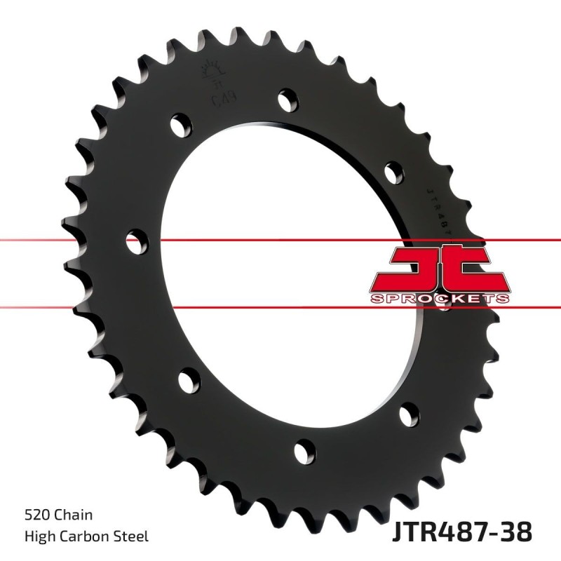 Couronne JT SPROCKETS JTR487 38 dents - pas de 520 acier carbone C49 Couronne JT SPROCKETS JTR487 38 dents - pas de 520 acier carbone C49