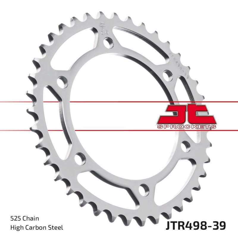Couronne JT SPROCKETS acier standard 498 - 39 dents pas de 525 Couronne JT SPROCKETS acier standard 498 - 39 dents pas de 525