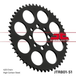 Couronne JT SPROCKETS JTR801 51 dents - pas de 420 acier carbone C49
