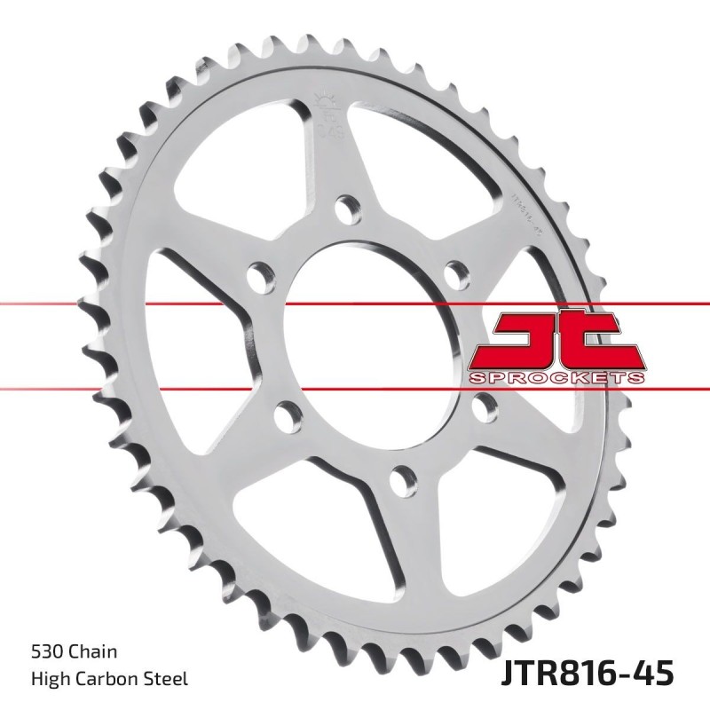 Couronne JT SPROCKETS JTR816 ZBK 45 dents - pas de 50 acier carbone C49 Couronne JT SPROCKETS JTR816 ZBK 45 dents - pas de 50 acier carbone C49