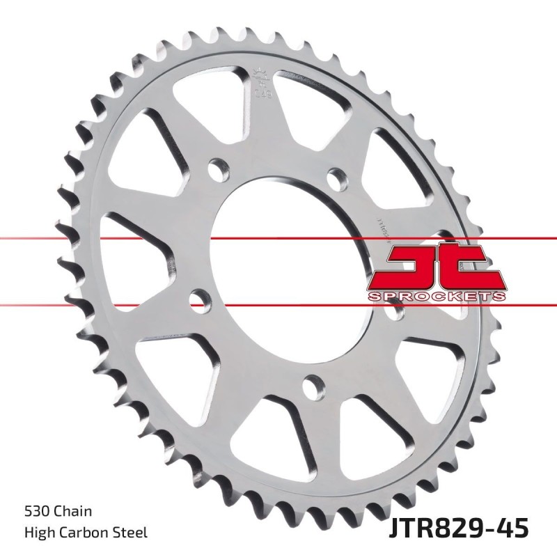 Couronne JT SPROCKETS JTR829 ZBK 45 dents - pas de 50 acier carbone C49 Couronne JT SPROCKETS JTR829 ZBK 45 dents - pas de 50 acier carbone C49