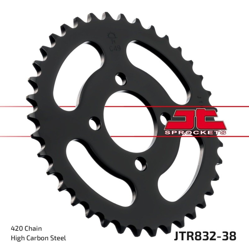 Couronne JT SPROCKETS JTR832 38 dents - pas de 420 acier carbone C49 Couronne JT SPROCKETS JTR832 38 dents - pas de 420 acier carbone C49