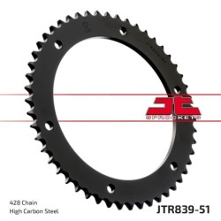 Couronne JT SPROCKETS JTR839 51 dents - pas de 428 acier carbone C49 Noir