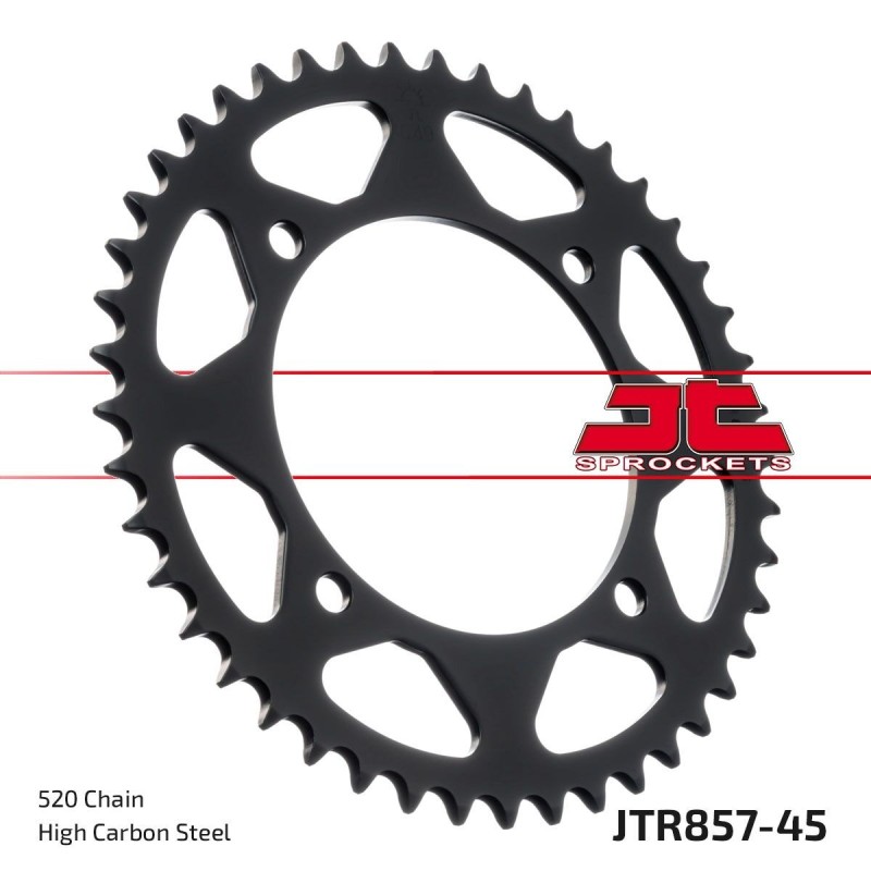 Couronne JT SPROCKETS JTR857 ZBK 45 dents - pas de 520 acier carbone C49 Noir Couronne JT SPROCKETS JTR857 ZBK 45 dents - pas de 520 acier carbone C49 Noir