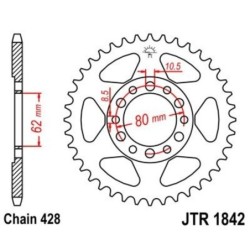 Couronne JT SPROCKETS acier standard 1842 - 37 dents pas de 428
