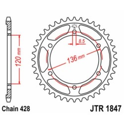 Couronne JT SPROCKETS acier standard 1847 - 57 dents pas de 428