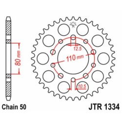 Couronne JT SPROCKETS acier standard 1334 - 43 dents pas de 530