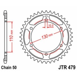Couronne JT SPROCKETS acier standard 479 - 47 dents pas de 530