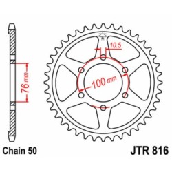 Couronne JT SPROCKETS acier standard 816 - 40 dents pas de 530