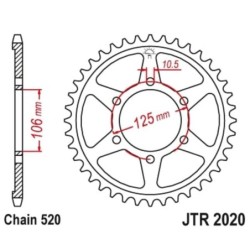 Couronne JT SPROCKETS acier standard 2020 - 51 dents pas de 520