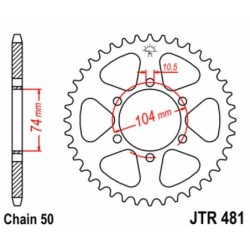 Couronne JT SPROCKETS acier standard 481 - 42 dents pas de 530