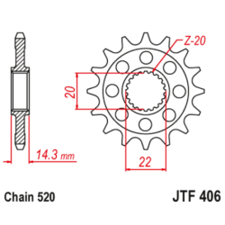 Pignon JT SPROCKETS acier anti-bruit 406 - 15 dents pas de 520
