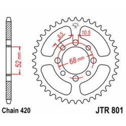 Couronne JT SPROCKETS acier standard 801 - 46 dents pas de 420