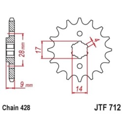 Pignon de transmission JT SPROCKETS JTF712 13 dents - pas de 520