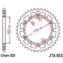 Couronne JT SPROCKETS aluminium ultra-light 853 - 43 dents pas de 520