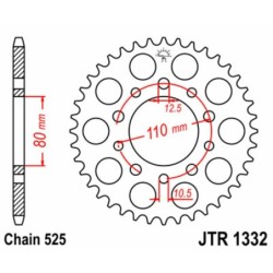 Couronne JT SPROCKETS acier standard 1332 - 37 dents pas de 525