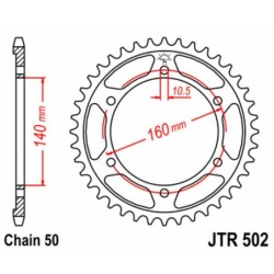 Couronne JT SPROCKETS acier standard 502 - 45 dents pas de 530