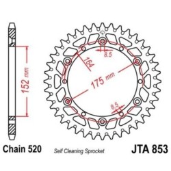 Couronne JT SPROCKETS aluminium Ultra-Light anti-boue 853 - 41 dents pas de 520