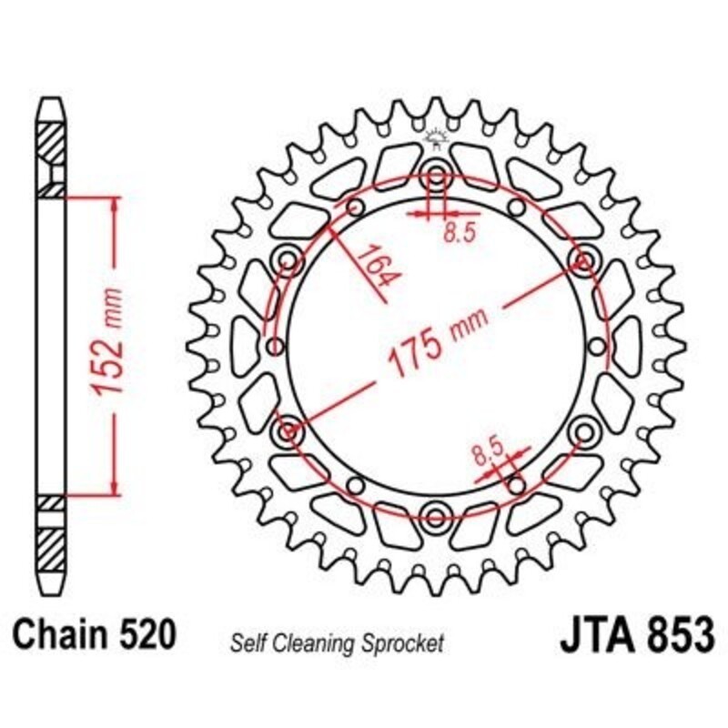 Couronne JT SPROCKETS aluminium Ultra-Light anti-boue 853 - 41 dents pas de 520