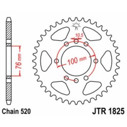 Couronne JT SPROCKETS acier standard 1825 - 37 dents pas de 520