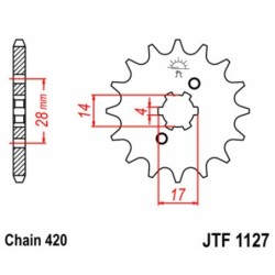 Pignon JT SPROCKETS acier standard 1127 - 13 dents pas de 420