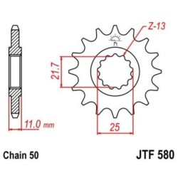 Pignon de transmission JT SPROCKETS JTF580 16 dents - pas de 50 A
