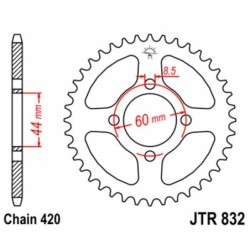 Couronne JT SPROCKETS acier standard 832 - 50 dents pas de 420