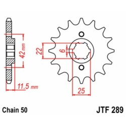 Pignon JT SPROCKETS acier standard 289 - 15 dents pas de 530