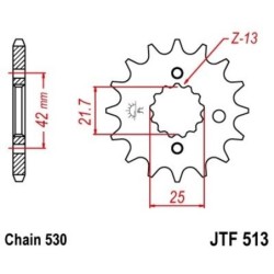 Pignon de transmission JT SPROCKETS JTF513 18 dents - pas de 530 Type SCM420
