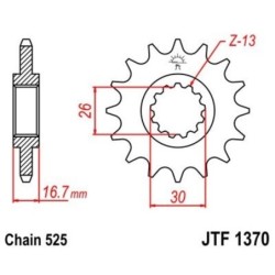 Pignon de transmission JT SPROCKETS JTF1370 15 dents - pas de 525 Type SCM420
