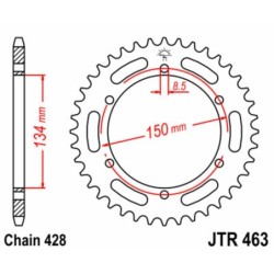 Couronne JT SPROCKETS acier standard 463 - 50 dents pas de 428