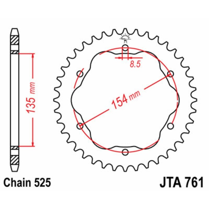 Couronne JT SPROCKETS aluminium Ultra-Light 761 - 38 dents pas de 525 - Nécessite un porte couronne JT SPROCKETS Couronne JT SPROCKETS aluminium Ultra-Light 761 - 38 dents pas de 525 - Nécessite un porte couronne JT SPROCKETS