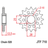 Pignon JT SPROCKETS acier anti-bruit 710 - 15 dents pas de 520