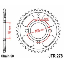 Couronne JT SPROCKETS acier standard 278 - 36 dents pas de 530