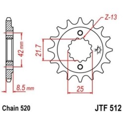 Pignon de transmission JT SPROCKETS JTF512 17 dents - pas de 520 Type SCM420