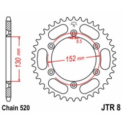 Couronne JT SPROCKETS JTR8 48 dents - pas de 520 acier carbone C49
