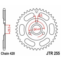 Couronne JT SPROCKETS acier standard 255 - 40 dents pas de 420