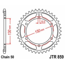 Couronne JT SPROCKETS acier standard 859 - 46 dents pas de 530