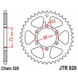 Couronne JT SPROCKETS acier standard 820 - 42 dents pas de 520