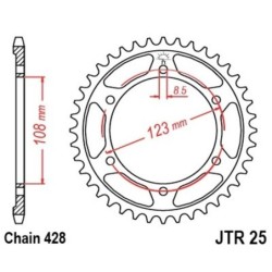 Couronne JT SPROCKETS JTR25 60 dents - pas de 428 acier carbone C49