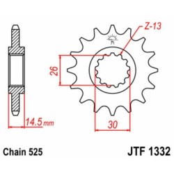 Pignon JT SPROCKETS acier standard 1332 - 17 dents pas de 525