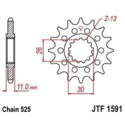 Pignon de transmission JT SPROCKETS JTF1591 16 dents - pas de 525 Type SCM420