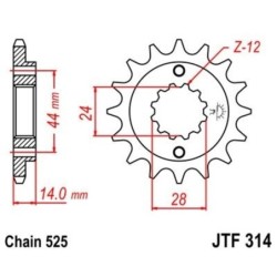Pignon de transmission JT SPROCKETS JTF314 16 dents - pas de 525 Type SCM420
