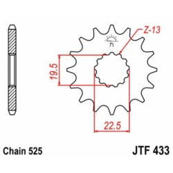 Pignon JT SPROCKETS acier standard 433 - 14 dents pas de 520