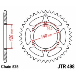 Couronne JT SPROCKETS acier standard 498 - 39 dents pas de 525