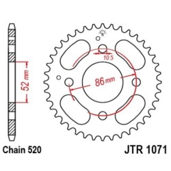 Couronne JT SPROCKETS JTR1071 30 dents - pas de 520 acier carbone C49