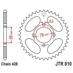 Couronne JT SPROCKETS acier standard 810 - 46 dents pas de 428